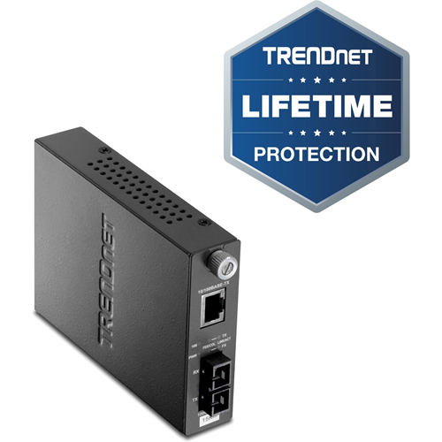 15 Km // 9.3 Miles TRENDnet 100Base-TX to 100Base-FX Single Mode SC Fiber Converter Lifetime Protection TFC-110S15